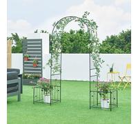 casa.pro Arche à Rosiers avec 2 Jardinières Support pour Plantes Grimpantes Lierre Glycine Arche de Mariage Voûte Arcade Romantique pour Jardin Acier 220 x 202 x 50 cm Noir
