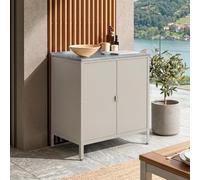 casa.pro Armoire Basse de Jardin Bolognano 92 x 80 x 50 cm Beige Mat | meuble de rangement, pour extérieur et intérieur, placard polyvalent, terrasse, balcon, stockage, barbecue