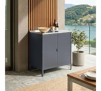 casa.pro Armoire Basse de Jardin Bolognano 92 x 80 x 50 cm Gris Foncé Mat | meuble de rangement, pour extérieur et intérieur, placard polyvalent, terrasse, balcon, stockage, barbecue