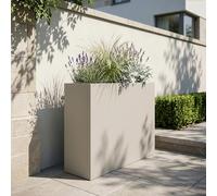 Bac à plantes « Vaargel » - Pot d'intérieur et d'extérieur, 82 x 90 x 30 cm, rectangulaire, en acier galvanisé, couleur beige ail