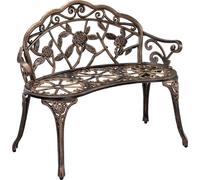 casa.pro Banc de Jardin Design Classique Romantique pour Jardin Terasse Patio Extérieur Résistant aux Intempéries Fonte Aluminium 99 x 54 x 78 cm Bronze