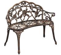 casa.pro Banc de Jardin Design Classique Romantique pour Jardin Terasse Patio Extérieur Résistant aux Intempéries Fonte Aluminium 99 x 54 x 78 cm Bronze
