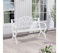 Banc de jardin 'Utav' pour 2-3 personnes acier 127 x 53 x 79 cm blanc