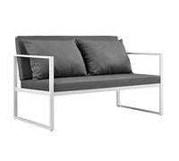 casa.pro Canapé Extérieur avec Coussins Armature Métal Polyester Blanc 70 x 114 x 60 cm