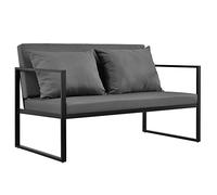 casa.pro Canapé Extérieur avec Coussins Armature Métal Polyester Noir 70 x 114 x 60 cm