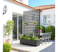 Cloison « Toma » avec jardinière en acier galvanisé 190 x 82 x 38 cm Noir