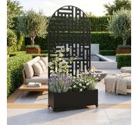 casa.pro Cloison avec Jardinière Bernalda en Forme d'Arc 190x82x38 cm Noir | bac à fleurs résistant, protection contre les regards, séparateur avec roulettes, freins de blocage