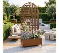 Cloison "Bernalda" mobile, avec jardinière, en acier, de forme arquée, dimensions : 190 x 82 x 38 cm, couleur marron