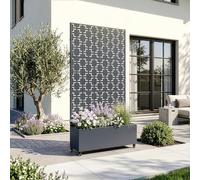 casa.pro Cloison de Séparation Aaskis 190 x 82 x 38 cm avec Bac à Fleurs Paravent avec Jardinière pour Extérieur Intérieur Jardin Terrasse Brise-Vue sur 4 roulettes Acier Galvanisé Gris Anthracite