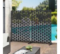 casa.pro Cloison de Séparation Basciano pour Extérieur et Intérieur Paravent Design pour Délimiter Différentes Espaces avec Motif Décoratif Acier Galvanisé 180 x 120 x 40 cm Noir