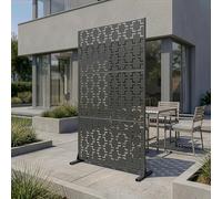 casa.pro Cloison de Séparation Basciano pour Extérieur et Intérieur Paravent Design pour Délimiter Différentes Espaces avec Motif Décoratif Acier Galvanisé 180 x 90 x 40 cm Gris Anthracite