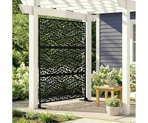 casa.pro Cloison de Séparation pour Extérieur Intérieur Paravent Séparateur de Pièces Panneau d'Intimité Design pour Délimiter Différentes Espaces Décoratif Acier Galvanisé 180 x 90 x 40 cm Noir