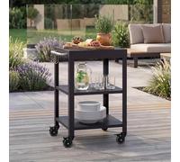 casa.pro Desserte de Jardin á roulettes Bolognano Chariot de Service Extérieur pour Barbecue Terasse avec 3 Étagères 4 Crochets Freins d'Arrêt Résistant Métal 81 x 50 x 50 cm Noir