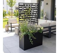 casa.pro Jardinière Brise-Vue Bernalda 146 x 83 x 31 cm Marron | Cloison de Séparation Paravent avec Bac à Fleurs Résistant aux UV et Intempéries Élégant Acier