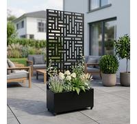 Cloison 'Bernalda' avec bac à fleurs Roulettes Acier 190 x 82 x 38 cm Noir