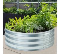 casa.pro Jardinière Surélevée Grande Taille Lit Surélevé Bac à Fleurs Carré Potager Haute Parterre de Jardin Bac de Plantation pour Extérieur Terrasse Balcon Acier Galvanisé 92 x 31 cm Argent