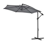 casa.pro Parasol Déporté Hexagonal avec Manivelle Inclinable Robuste Toile Imperméable Protection UV Polyester Acier Diamètre 270 cm Gris