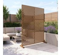 casa.pro Paravent Brise-Vue Kekan Séparateur d'Espace pour Extérieur Intérieur avec Motif à Chevrons Résistant Jardin Terrasse Balcon Salon Acier Galvanisé 180 x 120 x 40 cm Marron