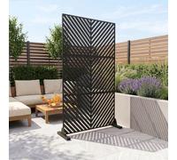 casa.pro Paravent Brise-Vue Kekan Séparateur d'Espace pour Extérieur Intérieur avec Motif à Chevrons Résistant Jardin Terrasse Balcon Salon Acier Galvanisé 180 x 90 x 40 cm Noir