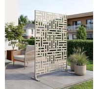 casa.pro Paravent Clôture Cloison de Séparation pour Extérieur et Intérieur Séparateur Idéal pour Jardin Terrasse Patio Salon Studio Acier Galvanisé 180 x 120 x 40 cm Beige Ail