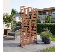 casa.pro Paravent Clôture Cloison de Séparation pour Extérieur et Intérieur Séparateur Idéal pour Jardin Terrasse Patio Salon Studio Acier Galvanisé 180 x 90 x 40 cm Rouille