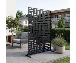 casa.pro Paravent Clôture Cloison de Séparation pour Extérieur et Intérieur Séparateur Idéal pour Jardin Terrasse Patio Salon Studio Acier Galvanisé 180 x 120 x 40 cm Noir