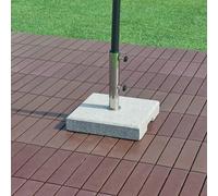 casa.pro Pied de Parasol Carré Adapté aux Tiges de 25 32 38 49 mm Poids 25 kg Socle Résistant Poignées Encastrées Granit Acier Inoxydable Plastique 38 x 38 x 7 cm Gris
