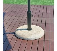 casa.pro Pied de Parasol Rond avec Adaptateurs 37 42 52 58 mm Fixation Facile Couche de Protection Résistant aux Intempéries Béton Fer Plastique 45 x 6 cm Aspect Pierre Beige