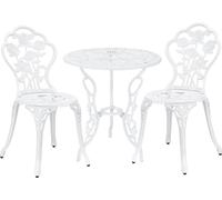 casa.pro Set de Bistrot Style Vintage Ensemble de Table et de Chaises de Jardin Terrasse Patio Stable Résistant aux Intempéries Design Classique en Fonte Aluminium Blanc