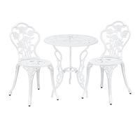 casa.pro Set de Bistrot Style Vintage Ensemble de Table et de Chaises de Jardin Terrasse Patio Stable Résistant aux Intempéries Design Classique en Fonte Aluminium Blanc