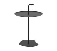 casa.pro Table Basse Polyvalente Petite Meuble d'Appoint Ronde Bout de Canapé Intérieur Extérieur avec Poignée Design Moderne Décoration pour Salon Séjour Terasse Balcon Acier Noir 57 x 38 cm