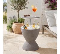 casa.pro Table Glacière Atessa 58 x 49 cm 30L Marron Clair | table de jardin, d'extérieur, table d'appoint, réglable en hauteur, table basse, table de bar avec bouchon de vidange