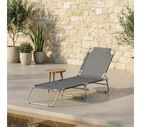 Bain de soleil 'Carcao' dossier réglable pliable structure acier 186 x 55 x 24 cm gris foncé