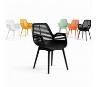 casa pura Chaise de Jardin Mayfield Noir 1 pièce, Fauteuil Design avec Accoudoirs, Résine Polypropylène, Résistant aux Intempéries, pour Terrasse, Balcon, Patio et Intérieur, Charge jusqu'à 150 kg