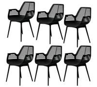 casa pura Chaise de Jardin Mayfield Noir 6 pièces, Fauteuil Design avec Accoudoirs, Résine Polypropylène, Résistant aux Intempéries, pour Terrasse, Balcon, Patio et Intérieur, Charge jusqu'à 150 kg