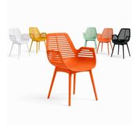 casa pura Chaise de Jardin Mayfield Orange 1 pièce, Fauteuil Design avec Accoudoirs, Résine Polypropylène, Résistant aux Intempéries, pour Terrasse, Balcon, Patio et Intérieur, Charge jusqu'à 150 kg