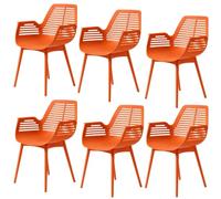 casa pura Chaise de Jardin Mayfield Orange 6 pièces, Fauteuil Design avec Accoudoirs, Résine Polypropylène, Résistant aux Intempéries, pour Terrasse, Balcon, Patio et Intérieur, Charge jusqu'à 150 kg