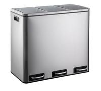 casa pura | Felix | Poubelle Tri Sélectif | Double Compartiment | Amortisseur de Fermeture | Pédales en Métal | Design Idéal pour Cuisine et Bureau | Argenté, 3 x 18 litres
