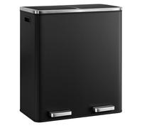 casa pura | Felix | Poubelle Tri Sélectif | Double Compartiment | Amortisseur de Fermeture | Pédales en Métal | Design Idéal pour Cuisine et Bureau | Anthracite, 2 x 30 litres
