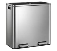 casa pura | Felix | Poubelle Tri Sélectif | Double Compartiment | Amortisseur de Fermeture | Pédales en Métal | Design Idéal pour Cuisine et Bureau | Argenté, 2 x 30 Litres