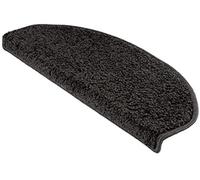 casa pura Marchettes adhésives - Tapis de Marche antidérapant et Antistatique - Revêtement d'escalier Auto-adhésif - Couvre-Marche Autocollant (Noir Bali, Demi-Lune 23,5 x 65 cm)