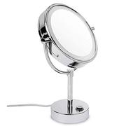 casa pura Miroir sur Pied en Acier,Miroir de Table avec Rotation 360°,Miroir de Maquillage Hauteur Réglable,Double Face + Support Anti-éblouissement pour Salle de Bain (5X (Modèle Marilyn) avec LED)