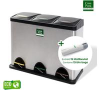 Poubelle de recyclage Brandon Système de séparation 3 divisions Rouleau de sacs poubelle inclus 24 litres
