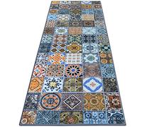 casa pura Tapis Carreau Ciment Tapis Multicolore | 100% Polyamide | Moelleux & Antidérapant | 18 Tailles | Bonita, 80x150cm
