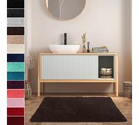 casa pura |Tapis de Bain à Poils Longs Sky Soft | Tapis de Bain Doux et Moelleux Aspect Shaggy | Tapis de Bain antidérapant Lavable | certifié öko-Tex 100 Microfibre, Marron, 50 cm x 80 cm