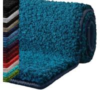 casa pura Tapis de Bain certifié Oeko-Tex 100 - Tapis Lavable pour Salle de Bain - Ultra-Doux - Tapis de Douche Anti-moisissure Andidérapant (Modèle Sky Turquoise, 80 x 150 cm)
