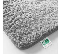 Casa Pura | Tapis de Bain Sky Soft à Poils Longs | Doux et Moelleux Aspect Shaggy | Antidérapant Lavable | Certifié Öko-Tex 100 | Gris Argenté, 70 x 120 cm
