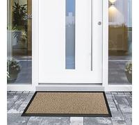 casa pura Tapis Entrée Intérieur - Tapis Antidérapant et Anti-Poussière - Paillasson d'Entree Interieur - Tapis de Porte Lavable et Ultra Absorbant - Beige-Noir 135x200 cm