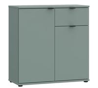 Petit meuble de rangement - Buffet - GANYMEDE - 2 portes - 1 tiroir - Sauge - 80,1 x 34,1 x 82,3 cm