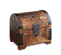 Casa Vivente - Coffret en Bois Gravé - Cadeau Anniversaire 40 Ans - Personnalisé Nom au Choix - Boîte Bijoux - Tirelire - Bois Foncé